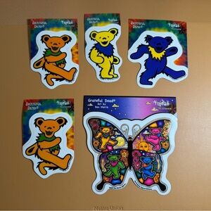 Grateful Dead Stickers | Set of 5 Dancing Bears & Butterfly Art by Dan Morris